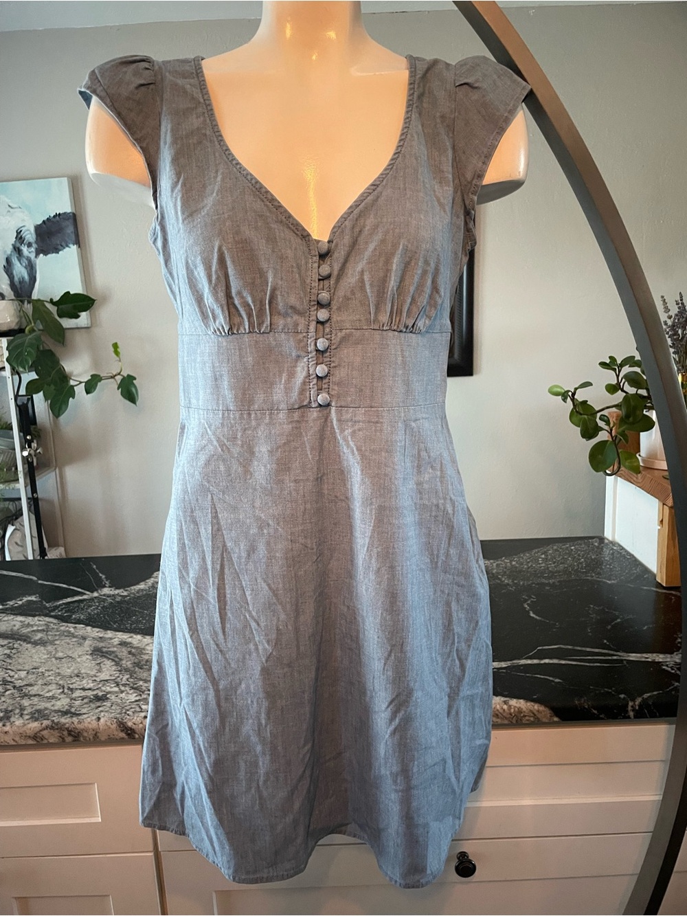 Banana Republic Chambray Button-Front Dress - Blue